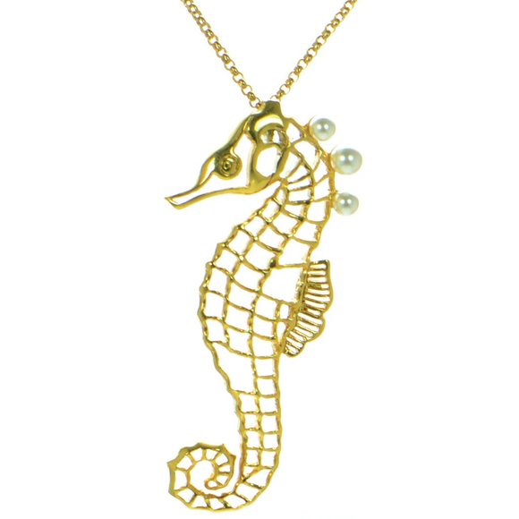 Oscar de la Renta Gold-tone Seahorse Necklace - Picture 1 of 6